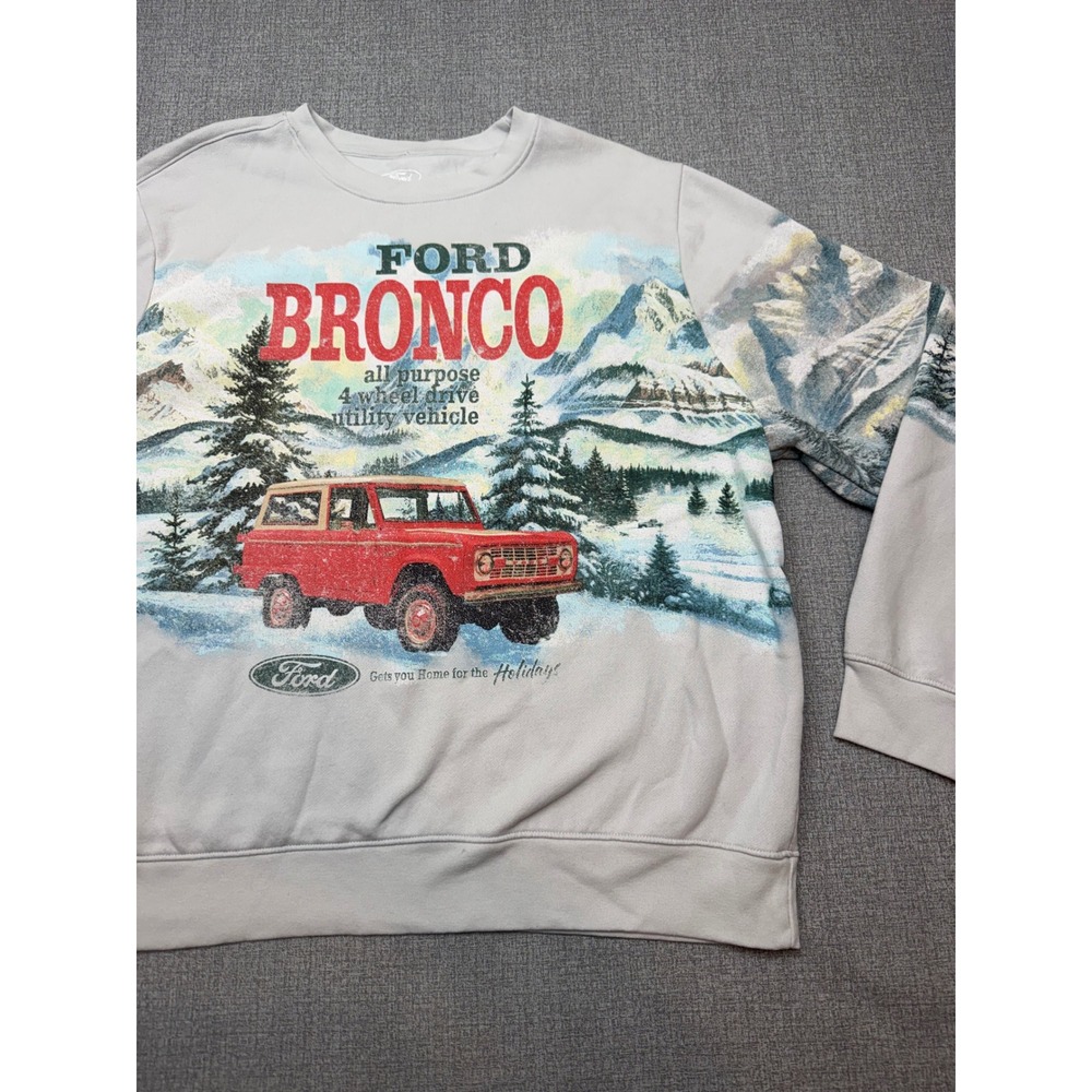 Ford Bronco XL Graphic Sweatshirt Gets You Home For The Holidays Crewneck Grey
